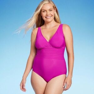 Aqua Swimsuit Magenta Pink One-Piece NWT 16 beach cruise resort vacation travel